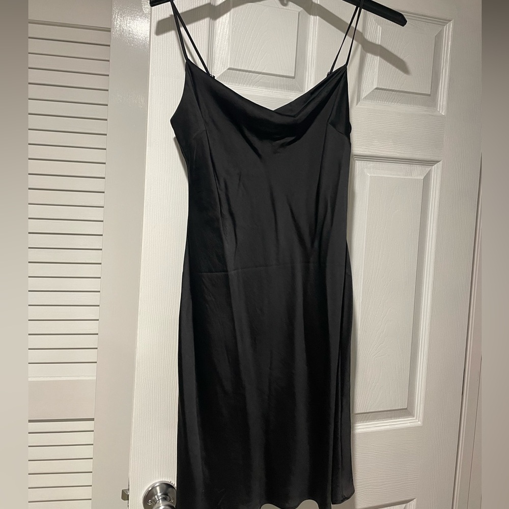 Express mini black satin dress